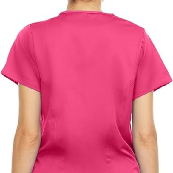 MediChic Mini Marilyn Women's Pink V-Neck 4-Way Stretch Scrub Top Small - Picture 3 of 9
